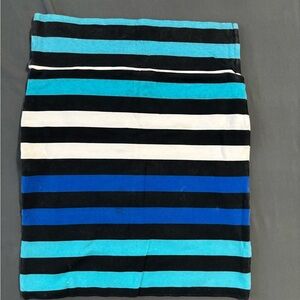 Hot Gal Black, Blue, and White Striped Pencil Skirt